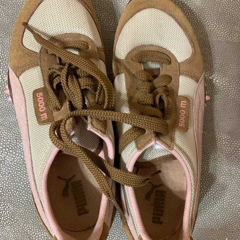 Puma Beige and Pink Athletic Shoes